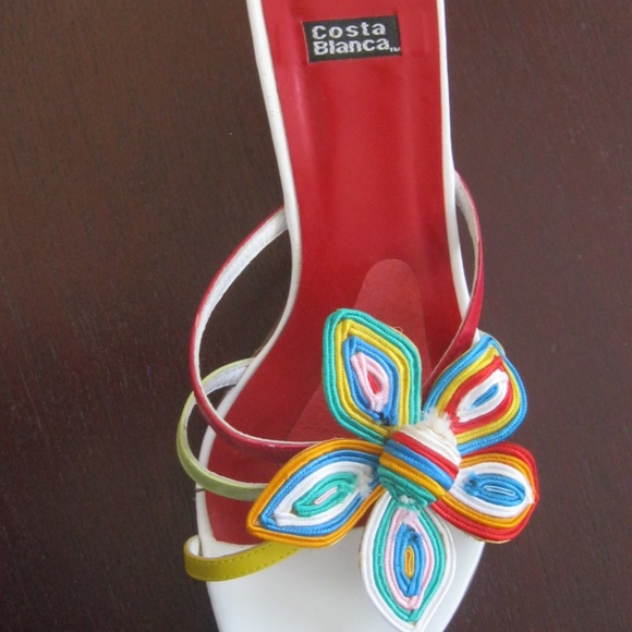 Costa Blanca shoes w/ flower, multi-color, Sz 7.5 - Picture 2 of 4